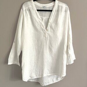 🛑 Off-White Linen Pullover Tunic Top - Medium, made in Italy 🇮🇹